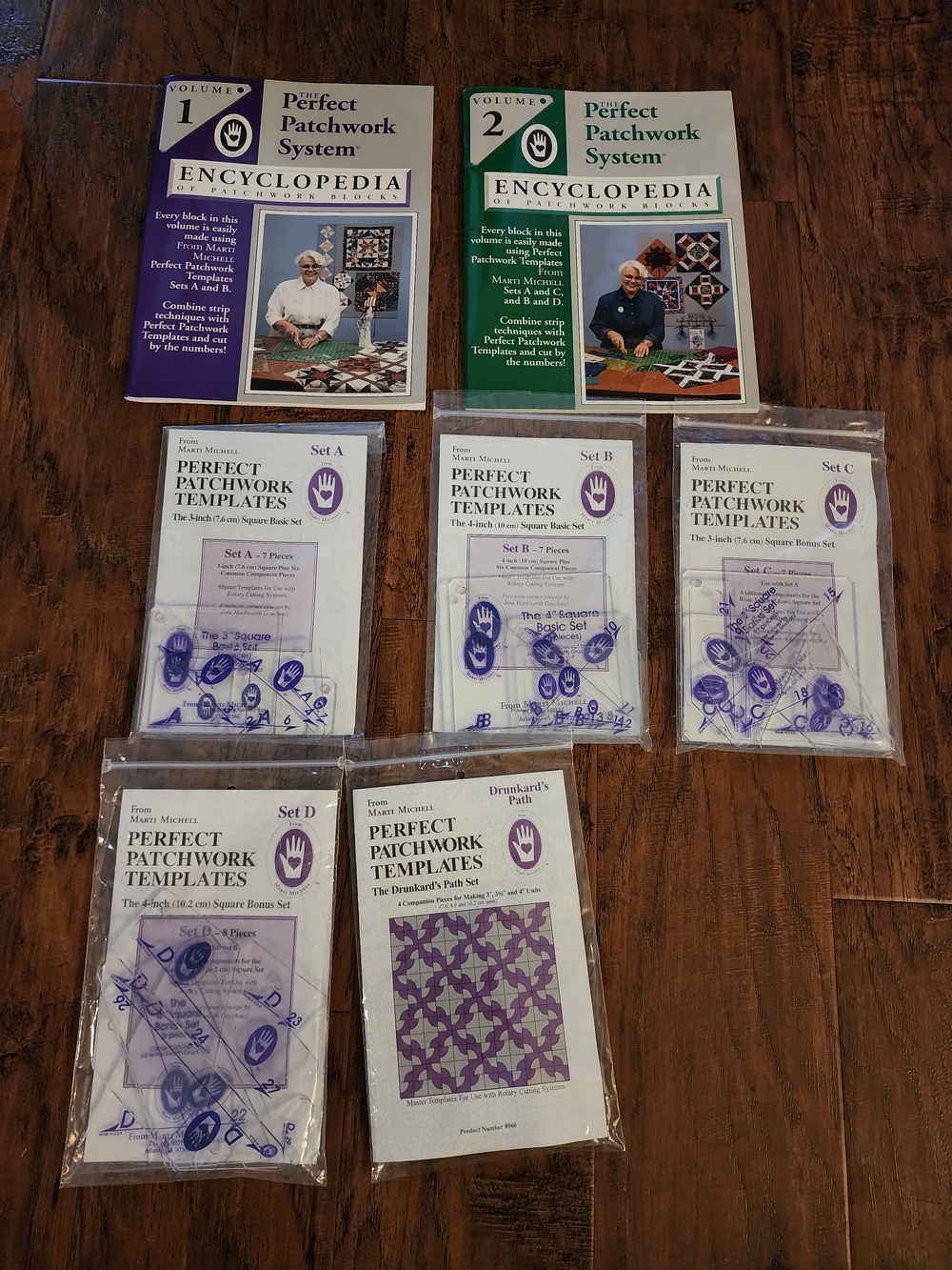 Perfect Patchwork System & Templates Set - Purple and Green Covers Vol 1 and 2.